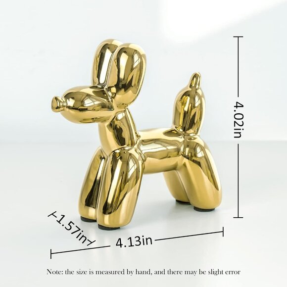 Balloon Dog Statue Small Cute Ceramic Decor for Home or Office Golden Balloon - Picture 3 of 9